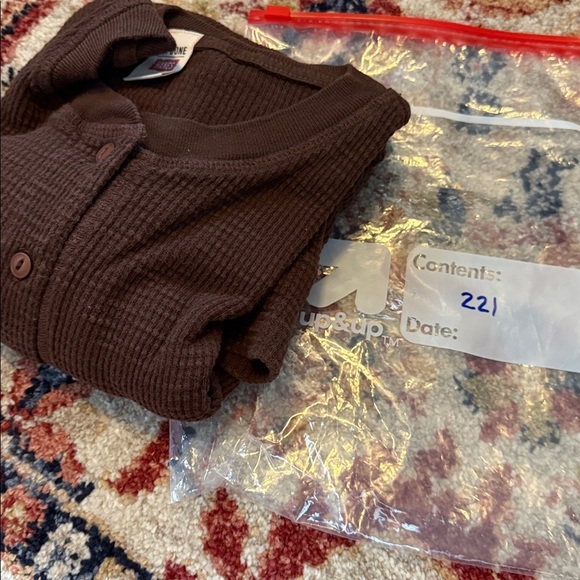 RE/DONE x Hanes Henley Thermal Long Sleeve Tee Natural Tan Brown Small - Picture 11 of 11